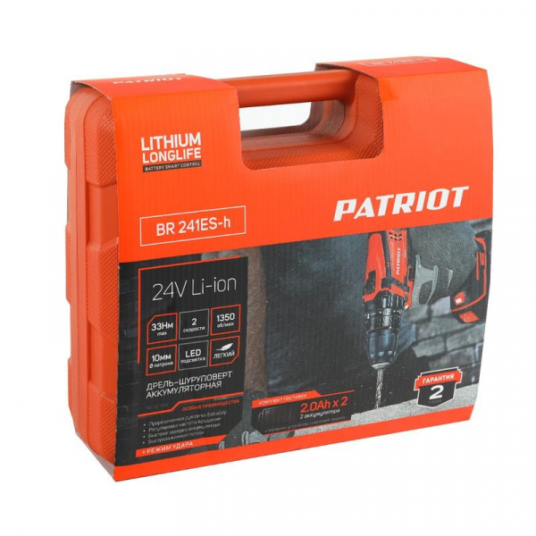 Дрель-шуруповерт аккумуляторная BR 241ES-h PATRIOT 180201246